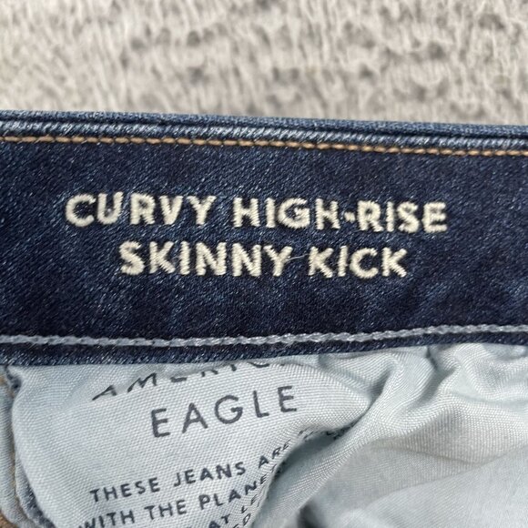 American Eagle Jeans Womens 6 Curvy High Rise Skinny Kick Boot Denim - Picture 4 of 9